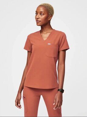 Figs Terracotta Catarina Scrub Top